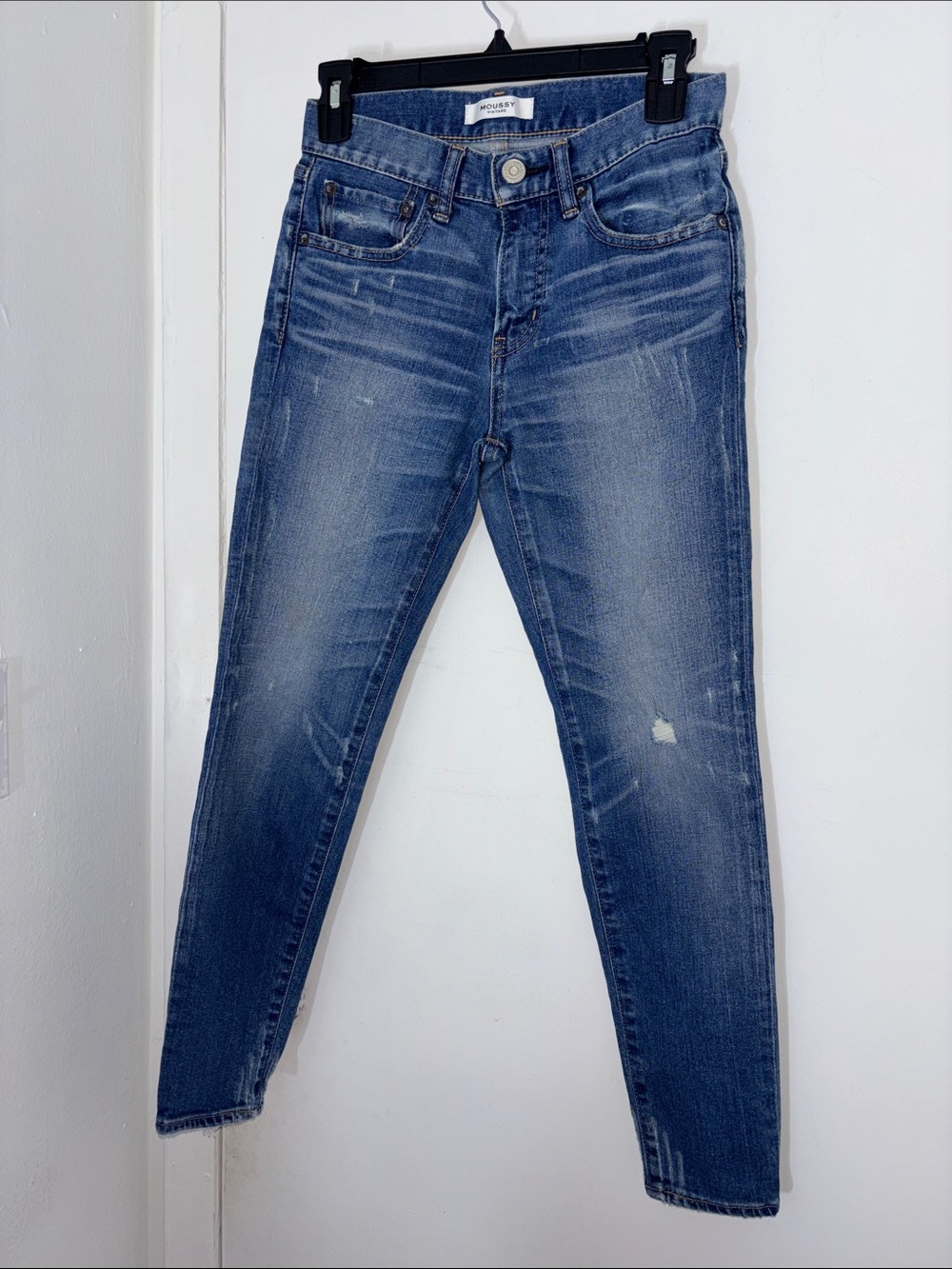 Moussy VINTAGE Mid-Blue Distressed Skinny Jeans